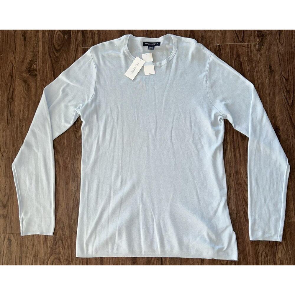 Banana Republic Sweater Mens Small Light Blue Pima Cotton Crewneck Lightweight